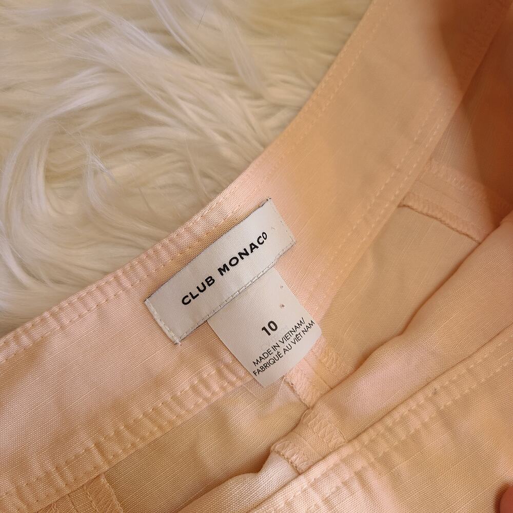 Club Monaco Culotte Pant Linen Wide Leg Cropped Porcelain 10 Flowy Beach Pants - Picture 3 of 5